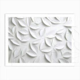 White Geometric Leaves 3d Tiles Texture Art Print