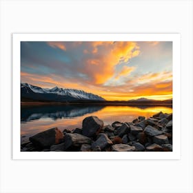 Sunset At Lake Taupo Art Print