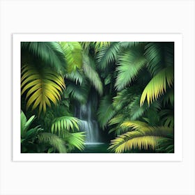 Waterfall In The Jungle 2 Art Print