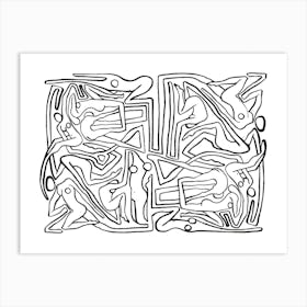 Ecstatic Nudes 8 Maze Art Print