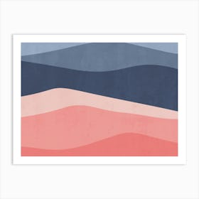 Pink And Blue Waves Art Print