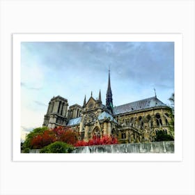 Old Cathedrale Notre Dame de Paris taken from The Seine (Paris Series) Art Print