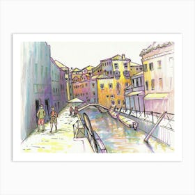 Colourful Venice Channels Art Print