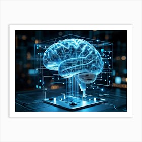 A Cybernetic Brain Illustration Abstractly Representing Human Emotion And Neural Connections Embed Art Print