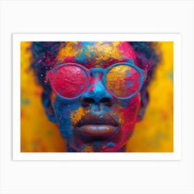 Psychedelic Portrait: Vibrant Expressions in Liquid Emulsion Colorful Face Art Print