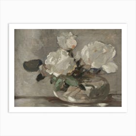 Antique Roses In A Vase Art Print