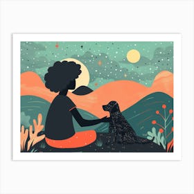 Portrait Of A Woman With A Dog Art Print