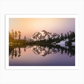 Sunrise At Mount Rainier Reflection Lake Art Print