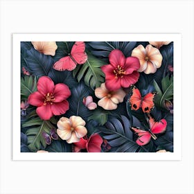 Tropical Flower Wallpaper 1 Art Print