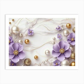 Purple Flowers And Pearls Art Print