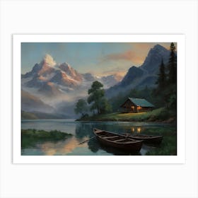 Cabin By The Lake Art Print