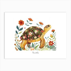 Little Floral Turtle 1 Poster Art Print