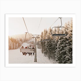 Warm Winter Ski Lift Scenery Art Print