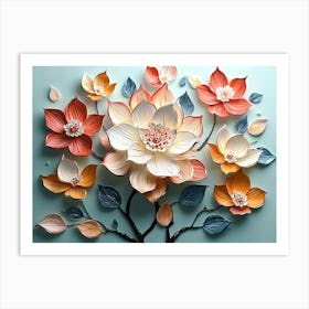 3D Lotus Flower Art Print