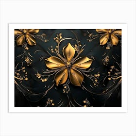 Golden Flowers 5 Art Print