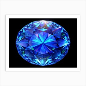 3d Render Of A Large Blue Diamond Art Print