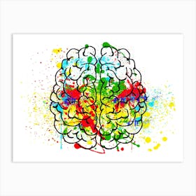Brain Mind Psychology Idea Hearts Love Drawing Art Print