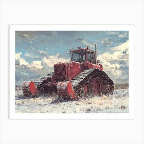 Bulldozer In The Snow Art Print