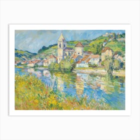 Rural Lakeside Symphony Painting Inspired By Paul Cezanne Art Print