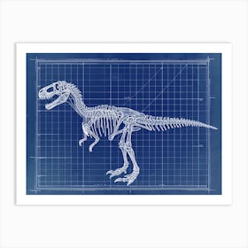 Dilophosaurus Skeleton Hand Drawn Blueprint 2 Art Print