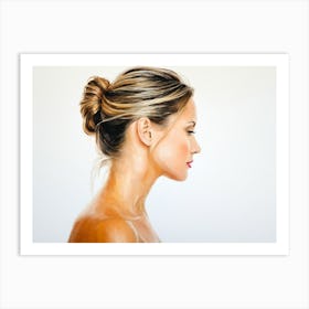 Side Profile Of Beautiful Woman Oil Painting 7 Art Print