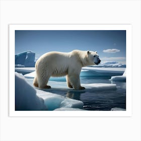 Polar Bear On Ice Floes Art Print