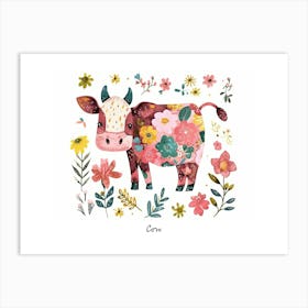 Little Floral Cow 4 Poster Art Print