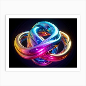 Abstract Intertwined Metallic Rings Art Print