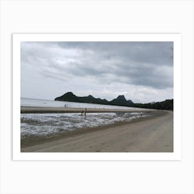 a gloomy beach before storm Art Print