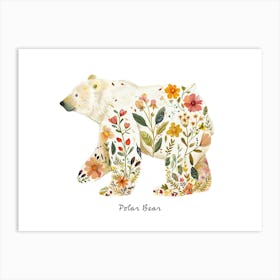 Little Floral Polar Bear 3 Poster Art Print