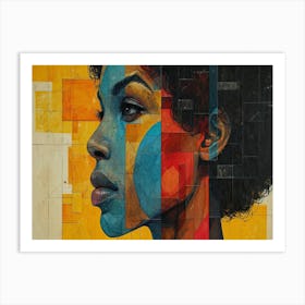 Colorful Chronicles: Abstract Narratives of History and Resilience. Portrait Of A Woman Art Print