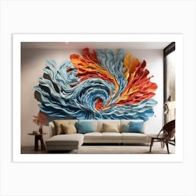 3d Paper Flower Wall Mural Art Print