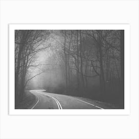 Foggy Road B&W Art Print