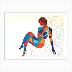 Abstract Woman Sitting On A Chair Art Print