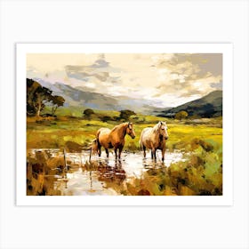 Horses Painting In Lake District, England, Landscape 2 Art Print
