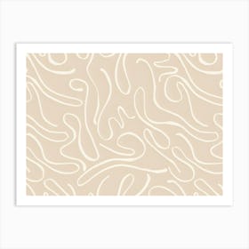 Bohemian Beige Wavy Pattern Art Print