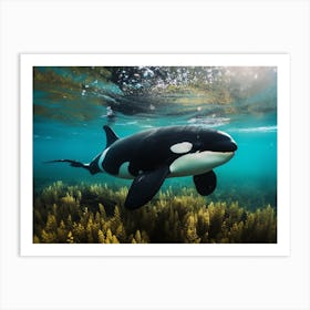 Realistic Photography Style Of Orca Whale Underwater Art Print