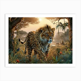 Lion In The Jungle Art Print