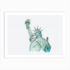 Statue Of Liberty Watercolor Painting Digital Art 2 Art Print