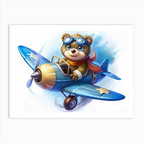 Bear Flying Airplane 1 Art Print