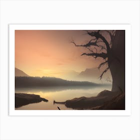 Sunset By The Lake Art Print