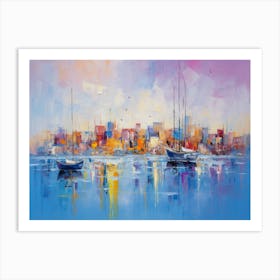 Sailboats In The Harbor 2 Art Print