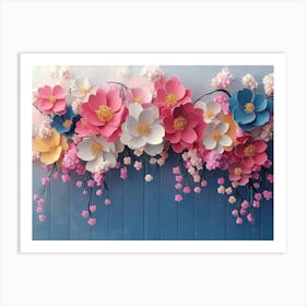 Elegant Colorful With Vibrant Flower Hanging Branches Illustration 1 Art Print