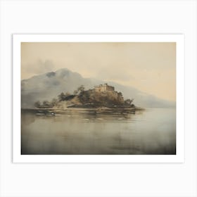 European Lake Castle Painting Art Print