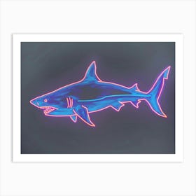 Neon Pastel Pink Blue Shark 2 Art Print