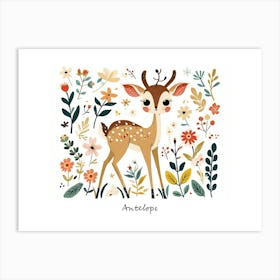 Little Floral Antelope 3 Poster Art Print