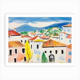 Prato Italy Cute Watercolour Illustration 2 Art Print