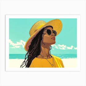 Illustration of an African American woman at the beach 6 Art Print