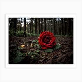Red Rose In The Forest 1 Art Print