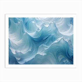 Abstract Image Of A Swirling, Blue And White, Liquid Texture Resembling A Wave Or A Cloud Formation Art Print